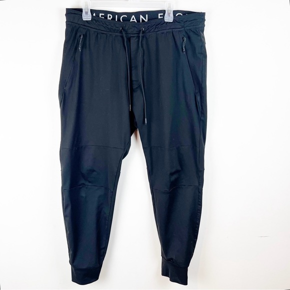 Men’s AE American Eagle Black Joggers Jogger Pants Athleisure Large L - Picture 1 of 9